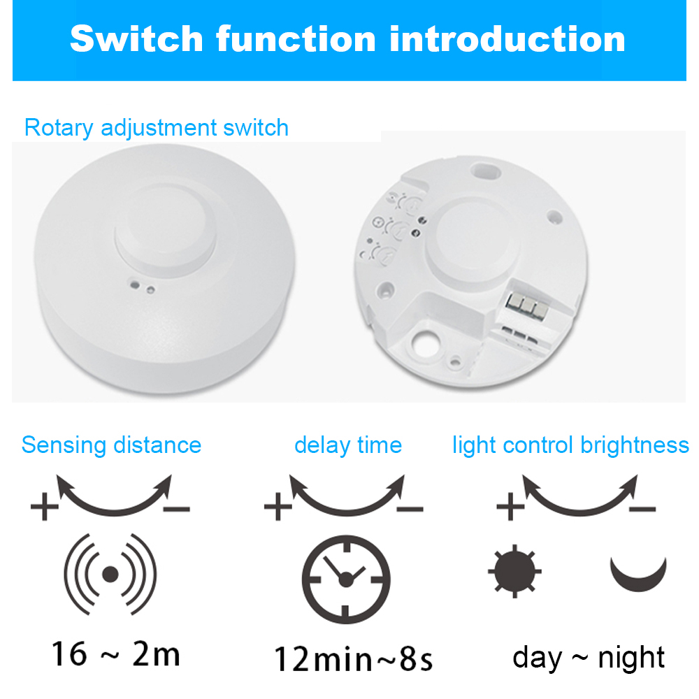 5.8G Embedded Ceiling Microwave Radar Sensor Switch AC85-250V Automatic Induction Sensor Body Motion Detector 5.8GHz Sensor. 