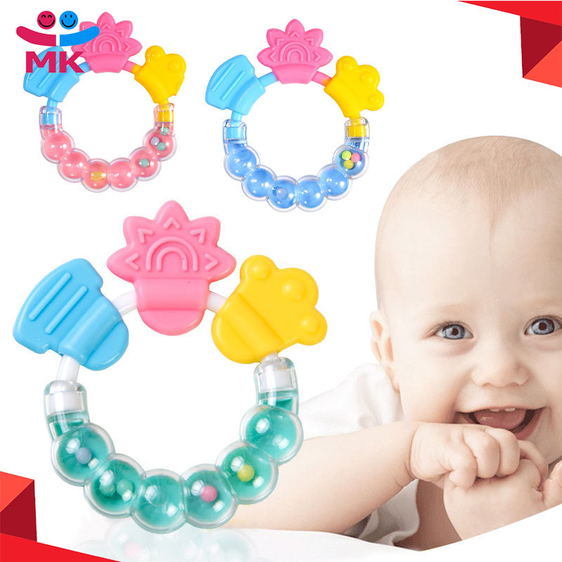 New Design Silicone Baby Hand Teether Infant Silicone Safety Teeth Stick Rattles Teether Baby Toy Gifts