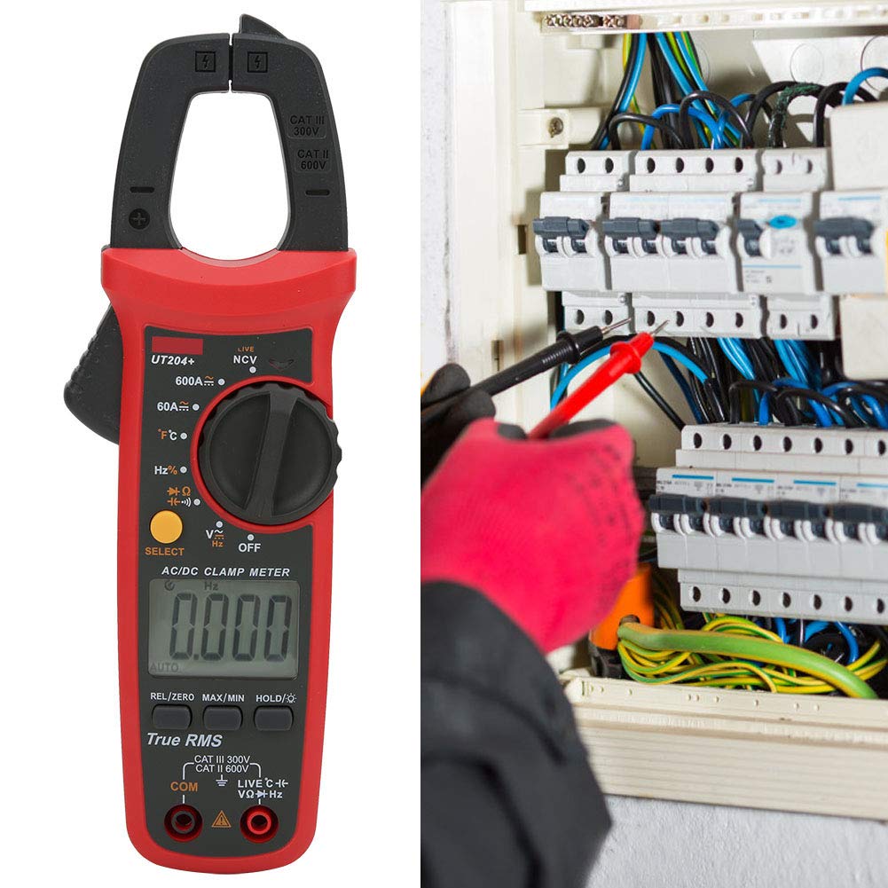 UNI-T UT204+ Digital Clamp Meter AC/DC Current Tester (600A) True RMS Auto Range Temperature Measurement High Precision Multimeter. 