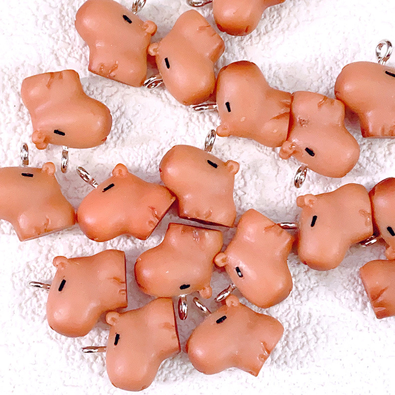 2/10pcs DIY Crafts For Earring  Make Kawaii Mini 3D Capybara Resin  Lovely Lazy Cavy Animal Pendant. 