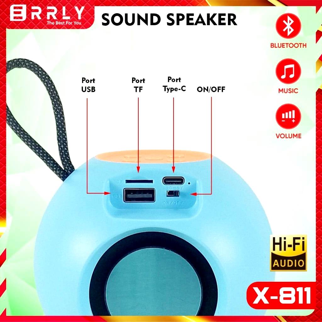 New X-811 Speaker Type-C Fast Charging LED Colorful light RGB home music Bluethooth Speaker Outdoor Waterproof HiFi Super bass Bt Wireless Mini portable Speaker with Bluetooth, FM Radio, AUX, TF Memory Card Reader and USB Pen Drive. 