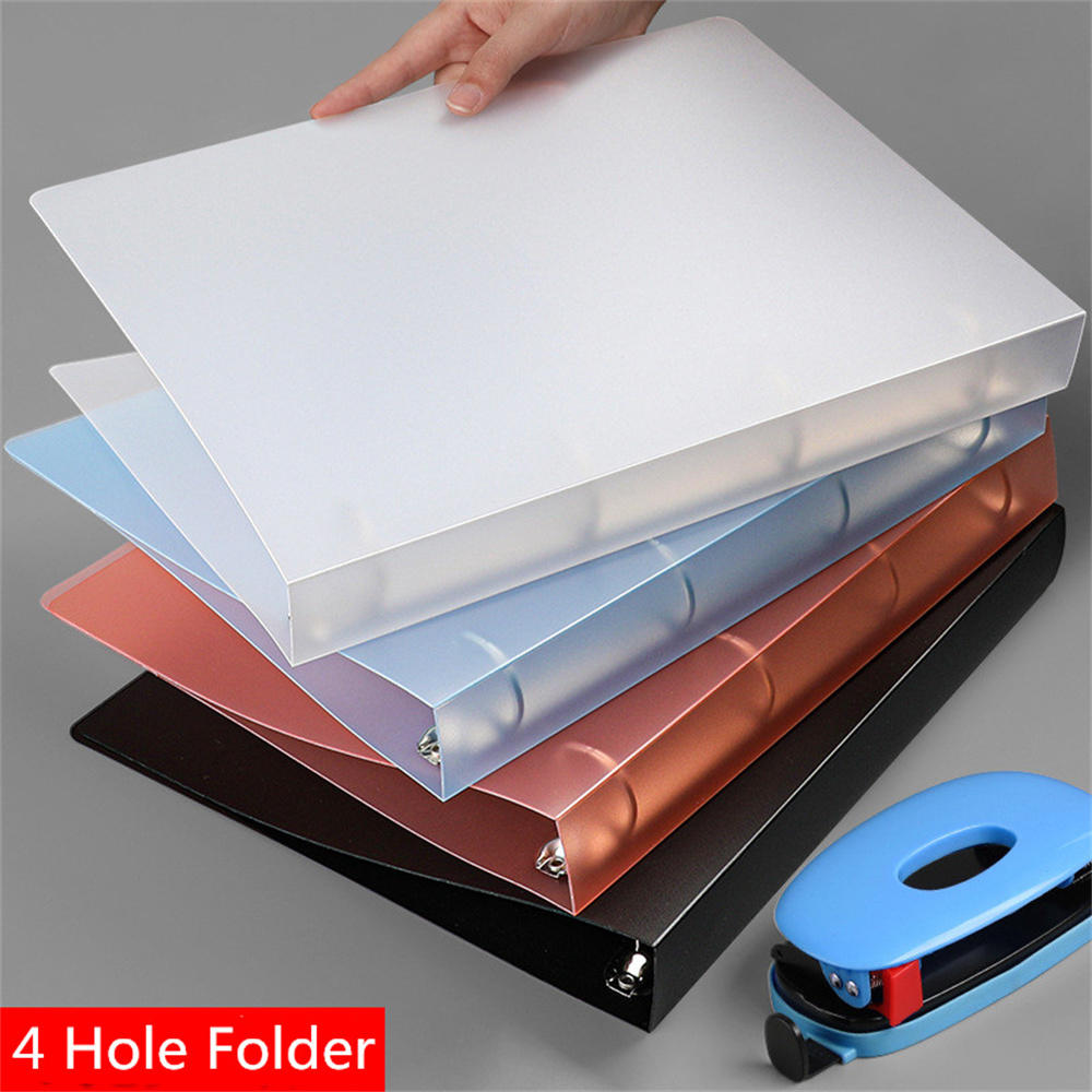 Plastic A4 Binder folder Multi-Pocket 4-Hole Waterproof D-Ring Folder Office File Binder for Office Organization School. 