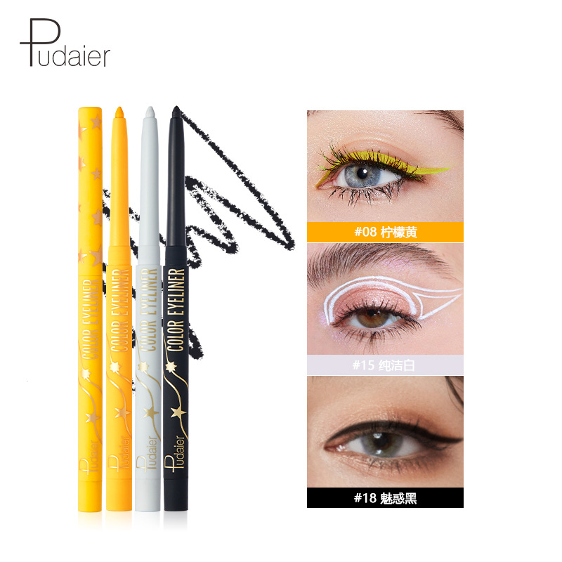 Pudaier gel eyeliner pencil is non-smudgetable, sweatproof, long-lasting, easy to contour eyeliner 18-color eyeliner spot makeup. 