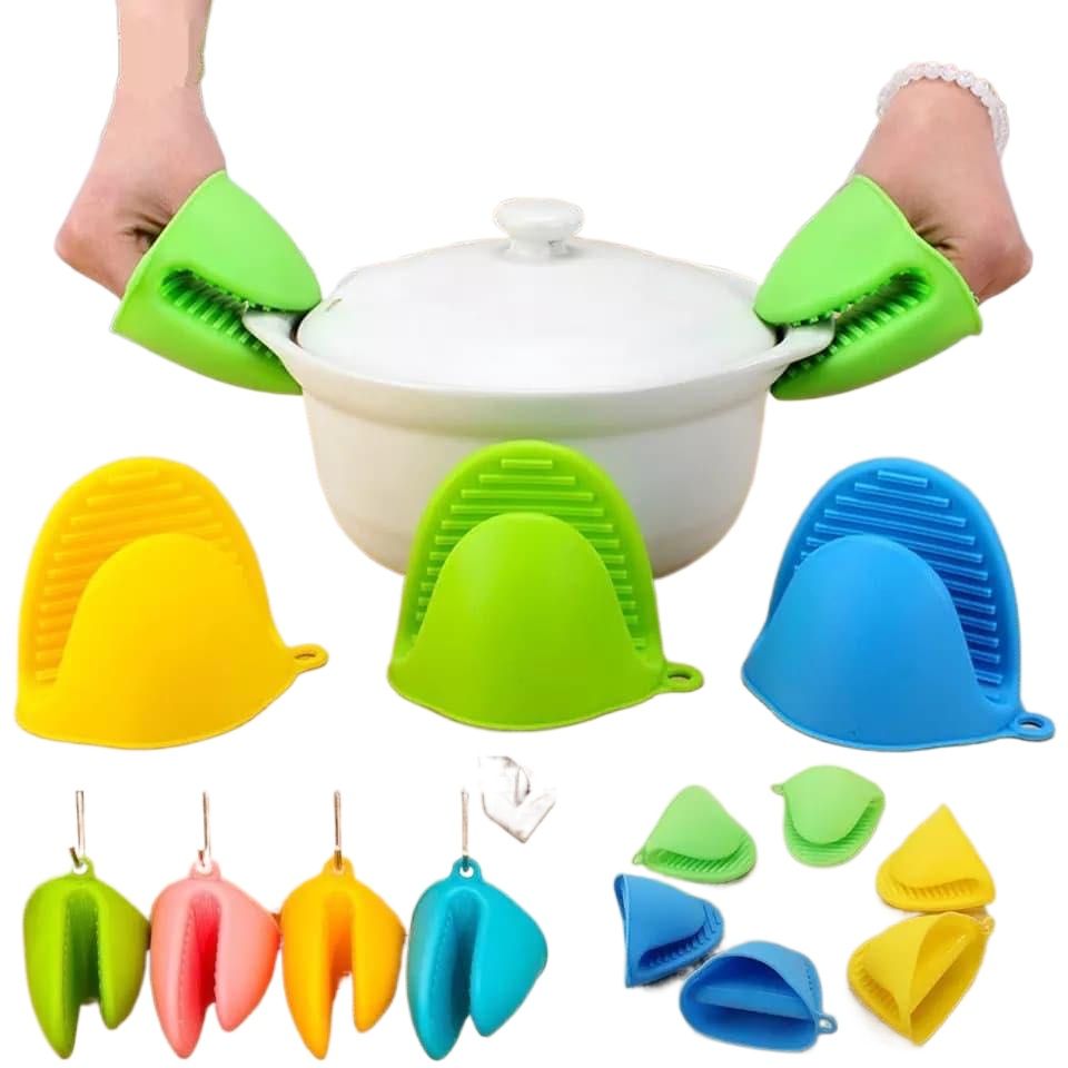 2 PCS Silicone Kitchen Organizer Insulated Heat Pot Clips Microwave Oven Gloves Hot Plate Clip Anti-scald Thicken. 