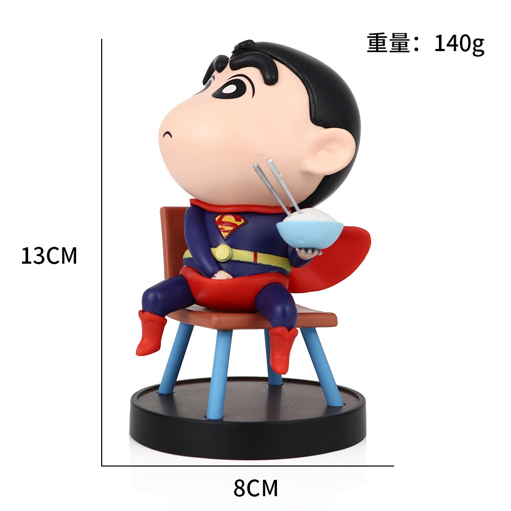Cross-border toys crayon Xiaoxin animation figure superhero Spider-Man Superman figure ornament car scenery. 