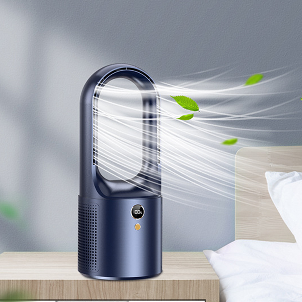 NEW Electric Bladeless Fan LED Display Desktop Fanless Blade Cooler Cooling Fan for Office Portable Silent Fan Type-C Charging. 
