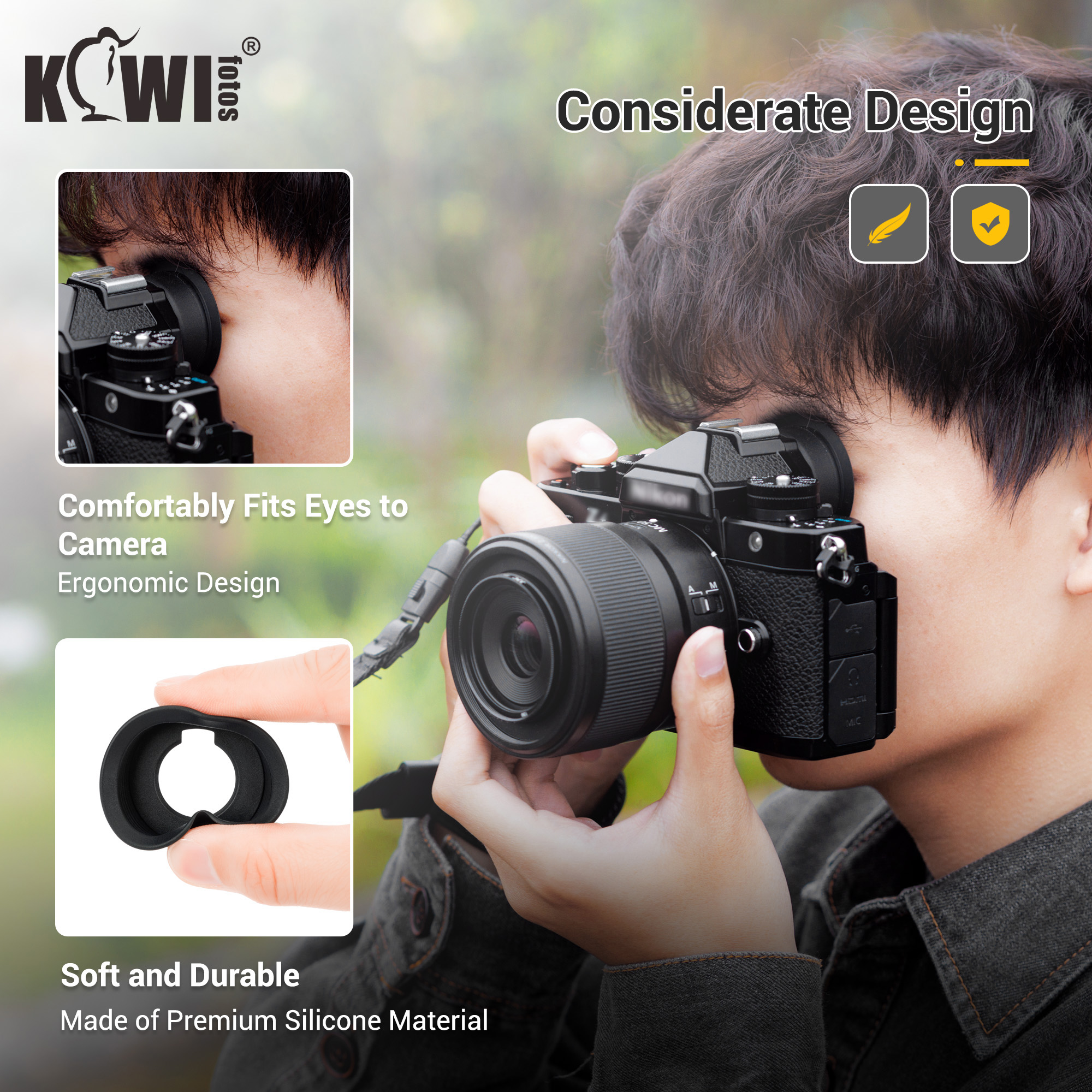 Soft Silicon Camera Eyecup for Nikon Z9 / Z8 / Zf Circle Type Eyecup Camera Extended Eyeshade Protector Replaces NIKON DK-33. 