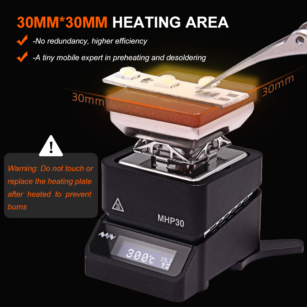 KOGEEK MHP30-PD Mini Hot Plate Pre-heater Constant Temperature Heating Station Soldering Station OLED Digital Display for Components Welding Soldering Phone Maintenance Disassembly. 
