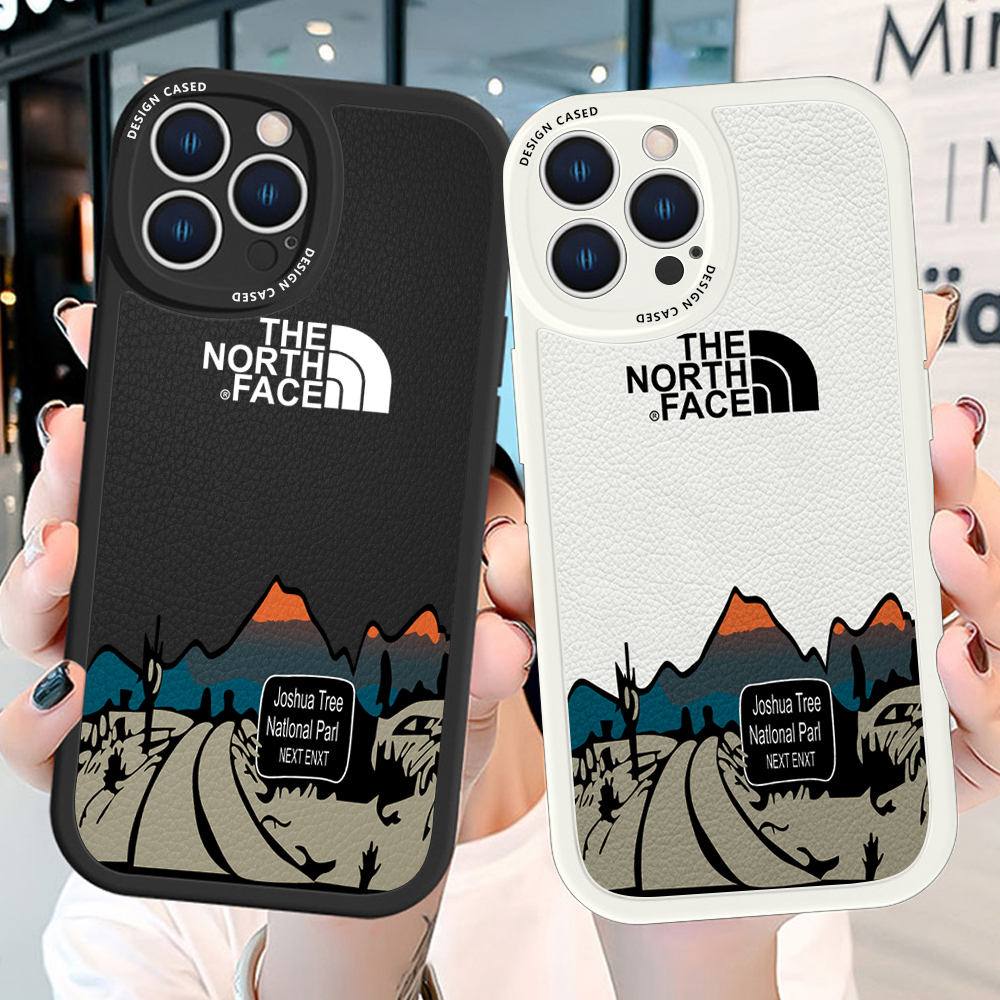 Hontinga for iPhone 12 Back Cover PU Leather Simple Scenery Print Case Soft Silicone Edge Phone Cases. 