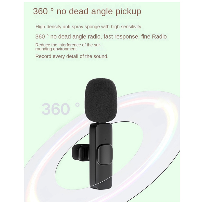 Wireless Lavalier Microphone Portable Audio Video Recording Mini Microphone Fit For Live Gaming Mobile Phone Microphone B. 