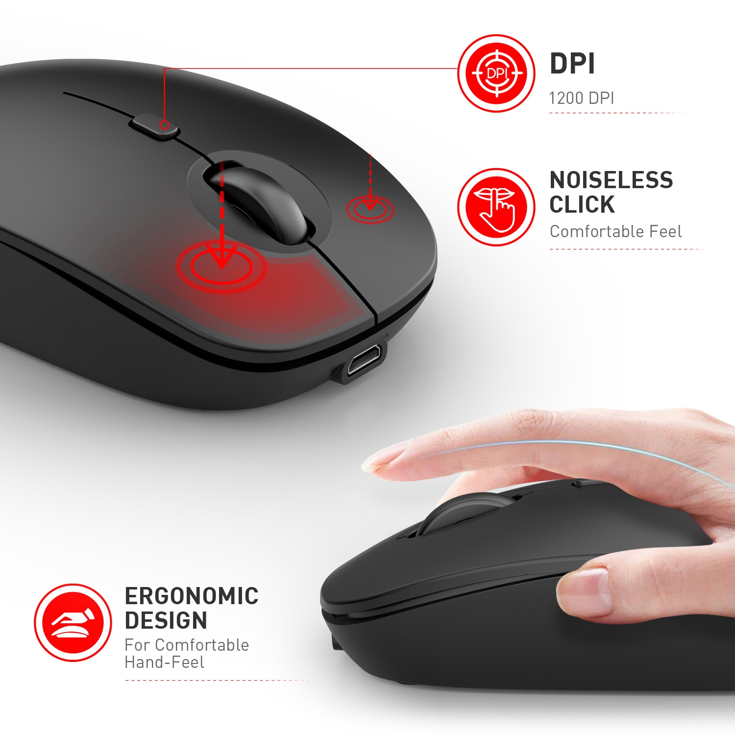 MKESPN 859 2.4G+BT5.0+BT3.0 Three Modes Wireless Mouse. 
