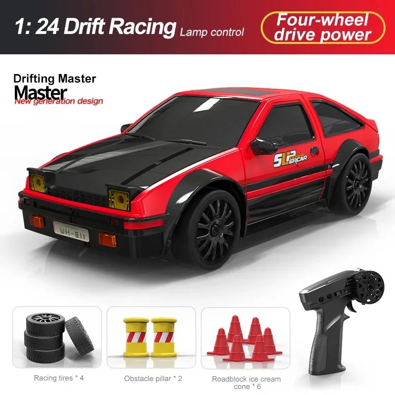 GC 1:24 Scale Remote Control Car 4WD 2.4G RC Drift Racing Car With Front And Rear Lights High Speed Model Vehicle Toys Gifts For Kids. 