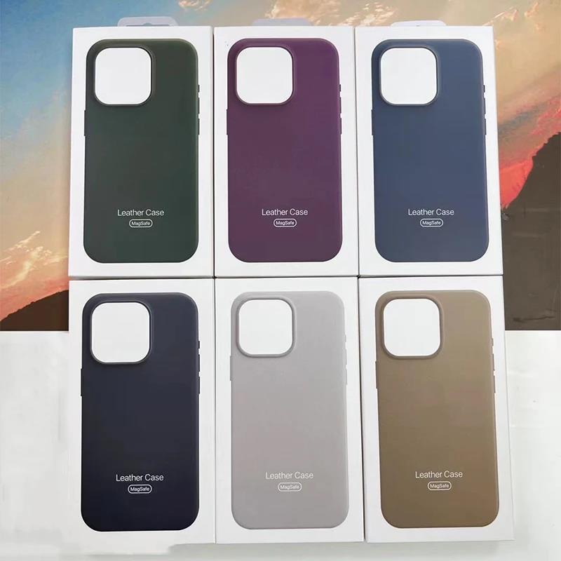 Original Apple Leather With Magsafe Case For iPhone 16 Pro Max 16 Plus Case Charging Magnetic Cover 16Pro With Box. 