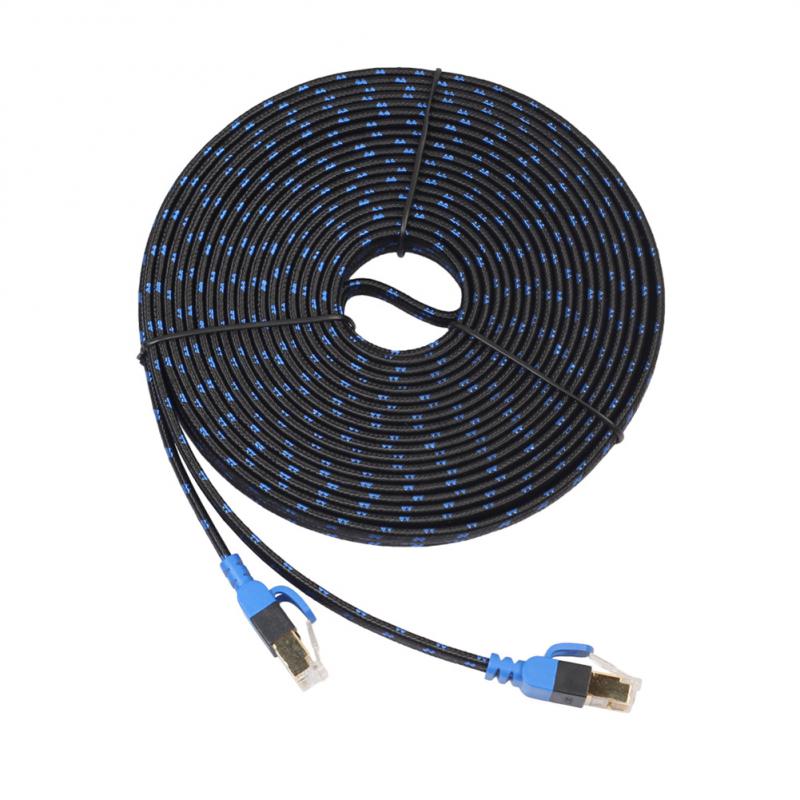 CAT7-2 Flat 10G Network Cable 10G Double Shielded Pure Copper Network Cable RJ45 Ethernet High Speed Patch Cord Laptops Cable. 