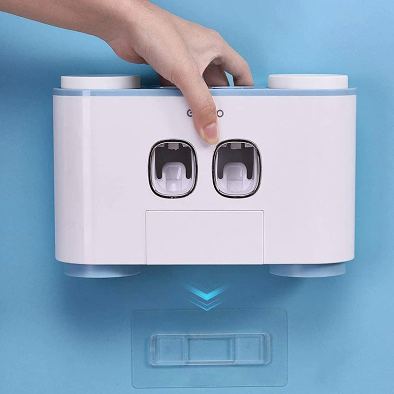 ECOCO Automatic Toothpaste Squeezers Wall Mounted Toothpaste Dispenser Dustproof Toothbrush Holder Bathroom Accessories for Home. 