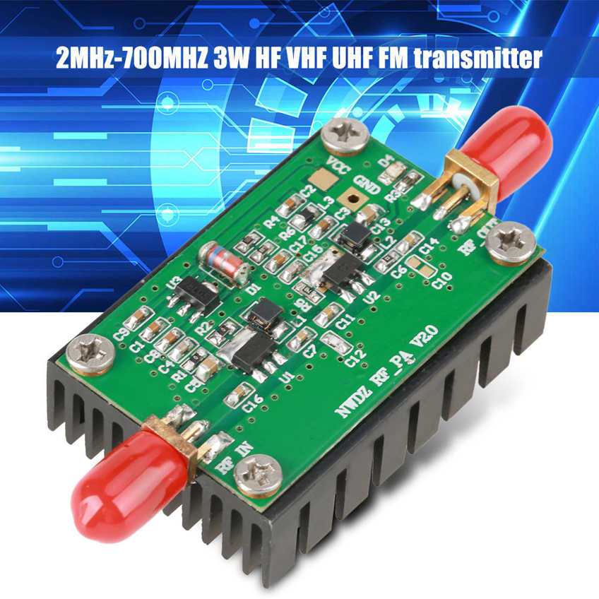 2MHZ-700MHZ 3W HF VHF UHF FM Transmitter RF Power Amplifier For Ham Radio 35dB. 