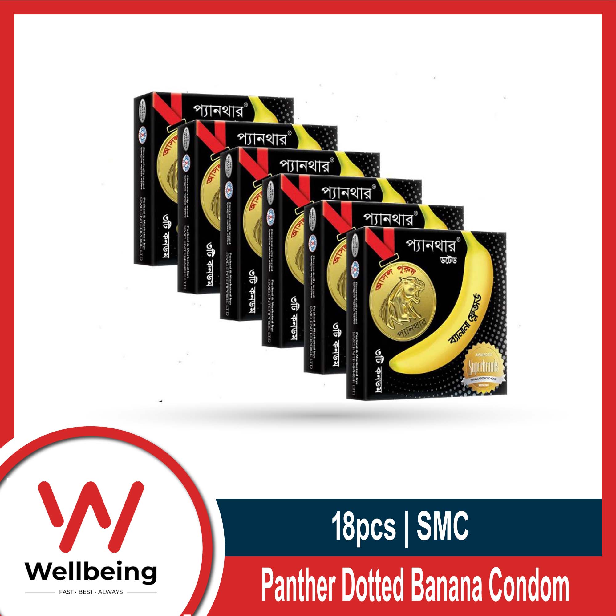 Smc Panther Dotted Banana - Condom Half Box Combo
