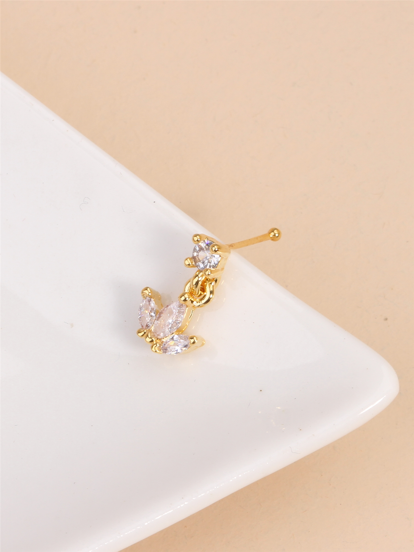 Dangle Nose Ring Ball Pin Shaped Dangling Nose Stud Heart Shape Indian Nose Piercing Jewelry with Charm. 