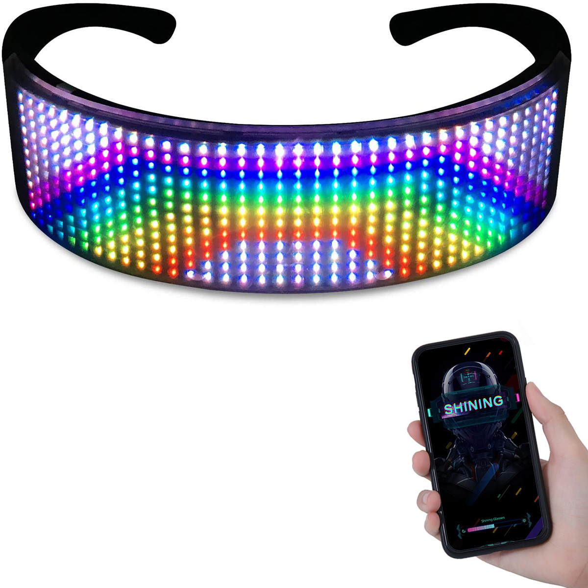 LED Shining Smart Glasses APP Programmable Rechargeable Wireless Blue tooth Multi Color Led Dynamic glasses for Party