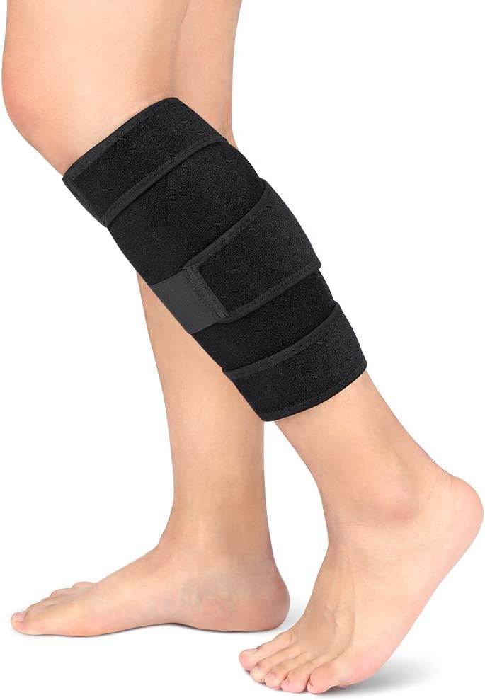 Calf Brace Adjustable Shin Splint Support Sleeve Leg Compression Wrap for Pulled Calf Muscle Pain Strain Injury, Swelling, Fits Men and Women. 