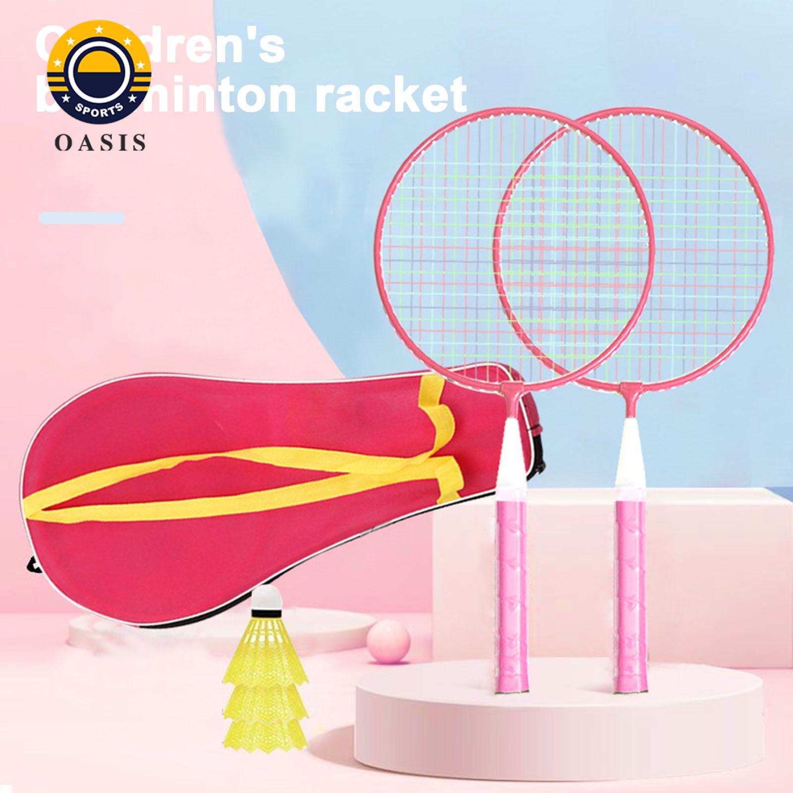Oasis Alloy Material Badminton Racket Kids Badminton Racket Set with Shuttlecocks Balls for Outdoor Sports Game Perfect for 2 Players Ideal for Children in Asia Round Frame Badminton Racket. 