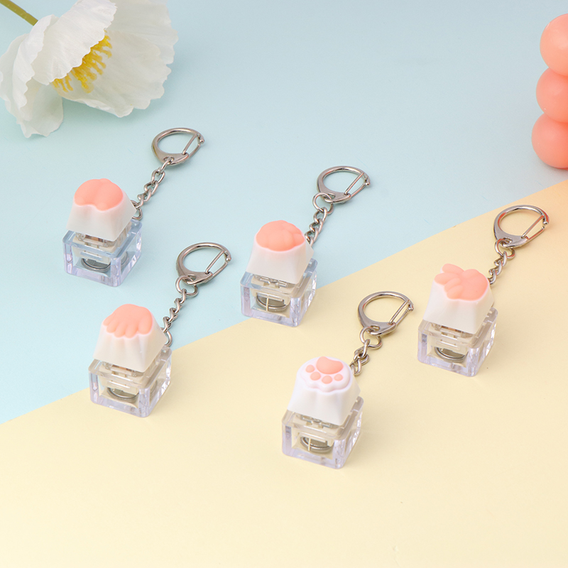 Creative Pink Cat Claw Keycap LED Mechanical Keyboard Keychain Backpack Pendant Mystic. 