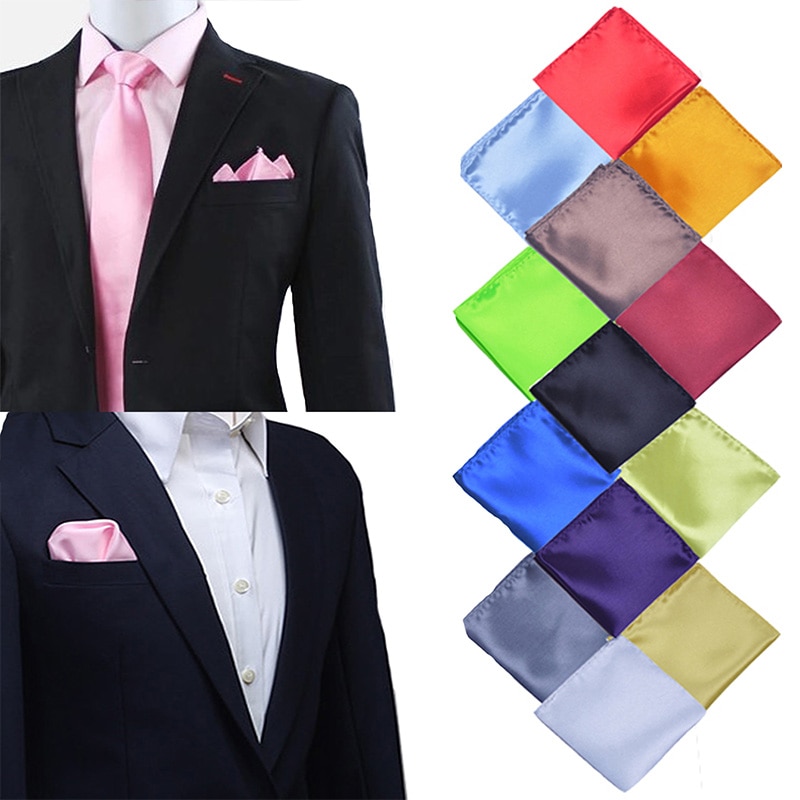 Satin Handkerchief For Men Candy Color Mens Suits Pocket Square Business Chest Towel Hanky Suit Napkin Solid Sale. 