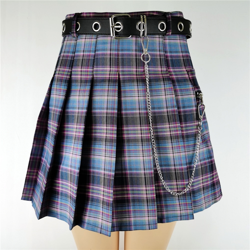 Free Belt Harajuku Plaid Skirt Women High Waist Mini Tennis