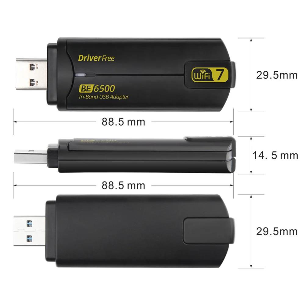 BE6500 Adaptador Wifi 7 Adapter 5Ghz/2.4G/6G Usb 3.0 Cle Antena Wi fi 7 Para PC 802.11AX Ethernet Network Card Dongle. 