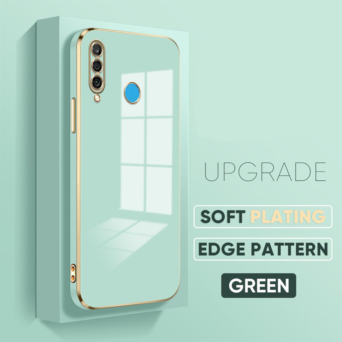 TA for Huawei P30 Lite Cover Luxury 6D Plating Soft Casing Silicone Square Frame Phone Case Shiny Bling Back Cover + Free Lanyard