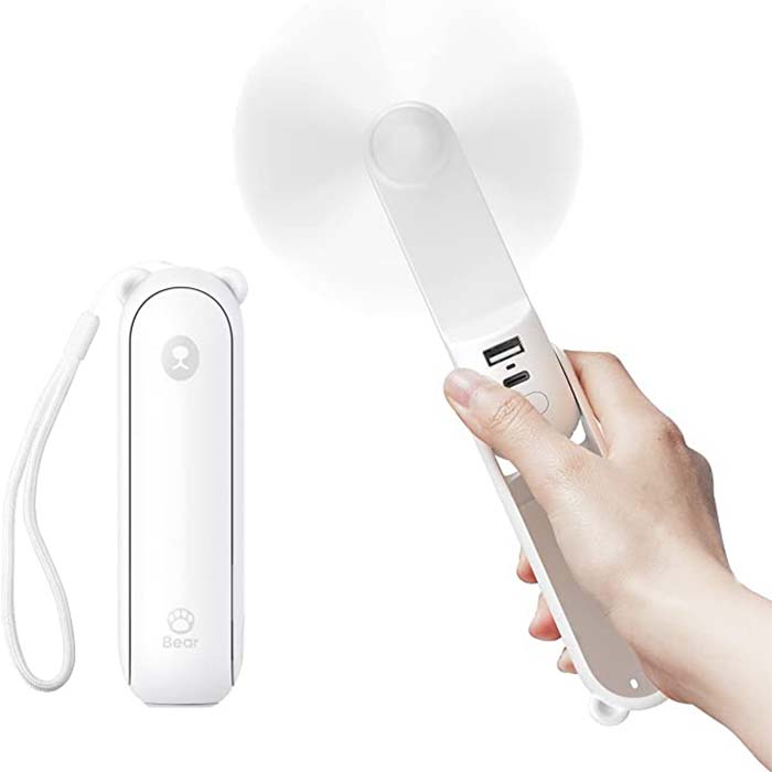 JISULIFE F8X Mini Charging Fan With Torch. 