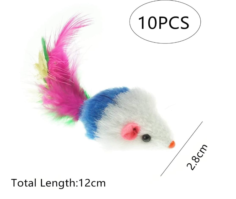 Colored feather tail mouse toy For Cat and Dog. 