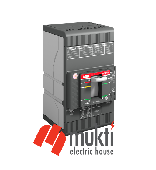 ABB Italy MCCB 80A 25kA Moulded Case Circuit Breaker XT1C 160 TMD 80-800 3p F F Thermomagnetic Trip Unit. 