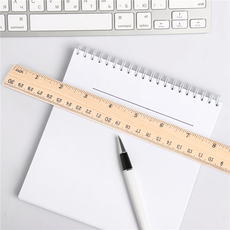 12 x Wood Ruler Measuring Ruler, 2 Scale (12 Inch and 30 cm). 