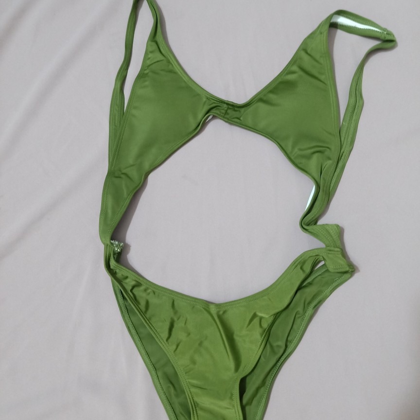swimsuit green one-piece backless one-piece swimsuit swimwear