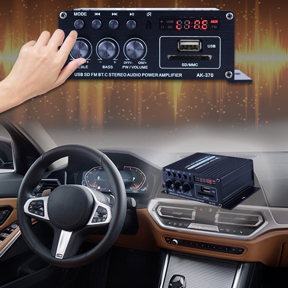 AK370 Mini Audio Power Amplifier Portable Sound Amplifier Speaker Amp for Car and Home. 