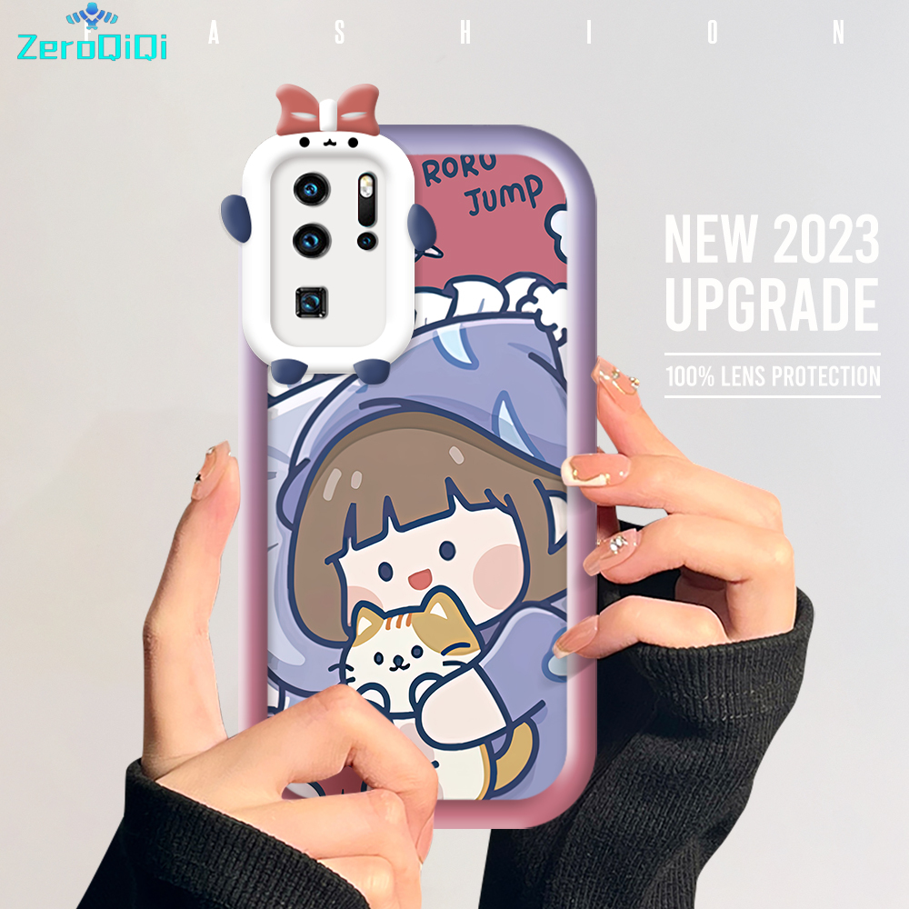 ZhuoFan Cover per Huawei P30 Pro, Custodia Cover Silicone Trasparente con Disegni Ultra Slim TPU Morbido Antiurto 3d Cartoon Bumper Case Protettiva per Huawei P30 Pro (Gatto Sorridente