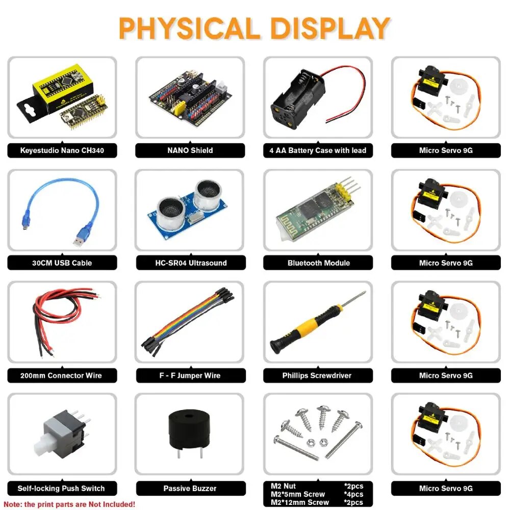 【YIYANGMAOYI111】Keyestudio DIY Project Starter For Arduino OTTO (No 3D Body Printer Parts). 