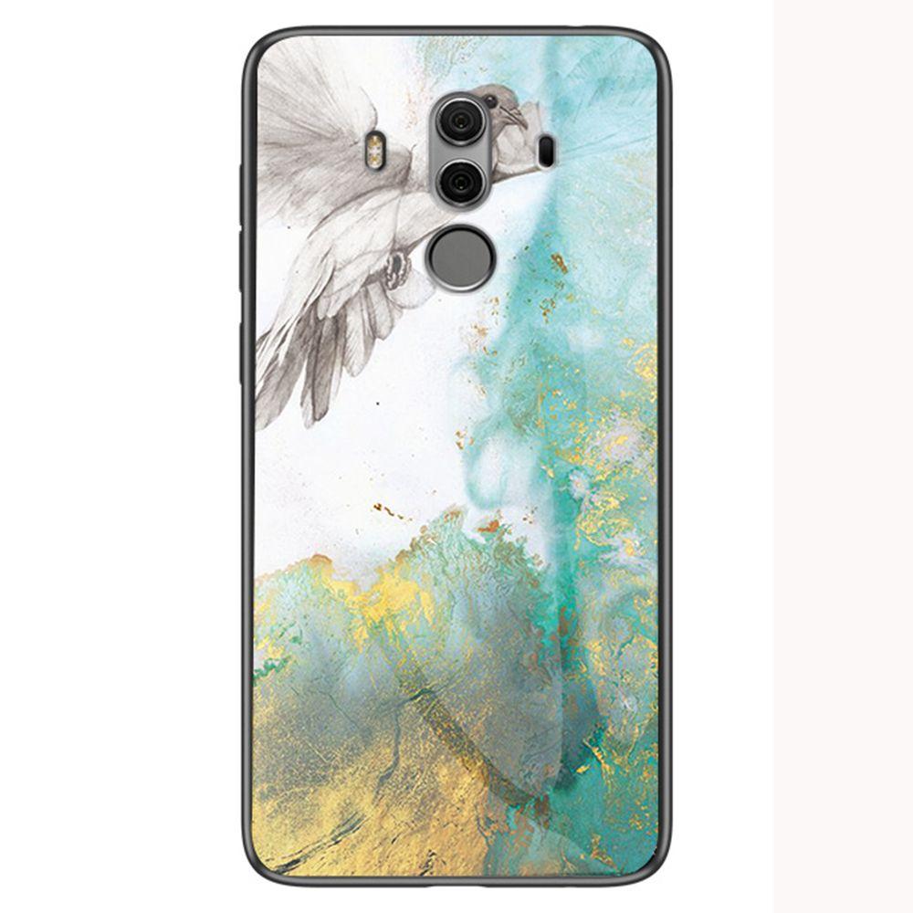 Case for Huawei Mate 10 Pro Tempered Glass Protective Layer on the Back and TPU Bumper Anti+shock Shock Absorption Protective Cover. 