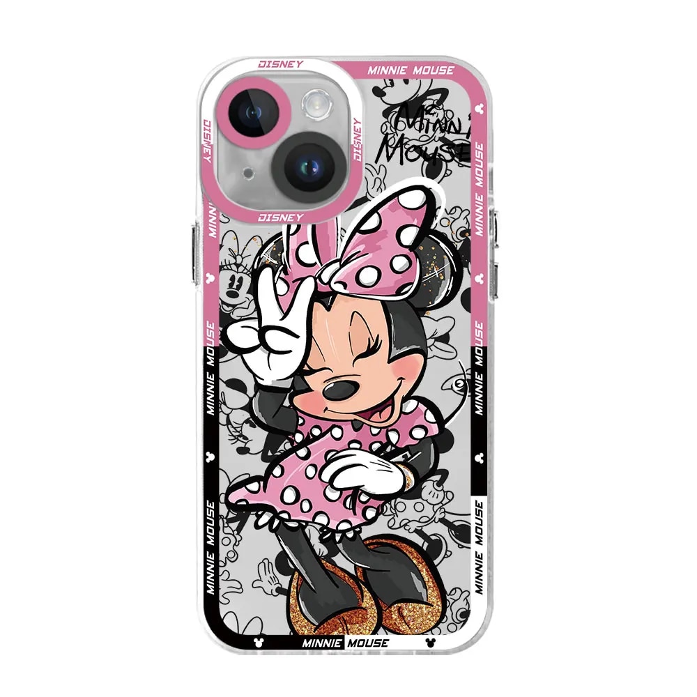 Disney Mickey Minnie Mouse Case for Apple iPhone 8 12 Mini 13 Pro Max 11 15 Plus 7 X XS SE XR 14 Pro Cover Clear Silicone. 