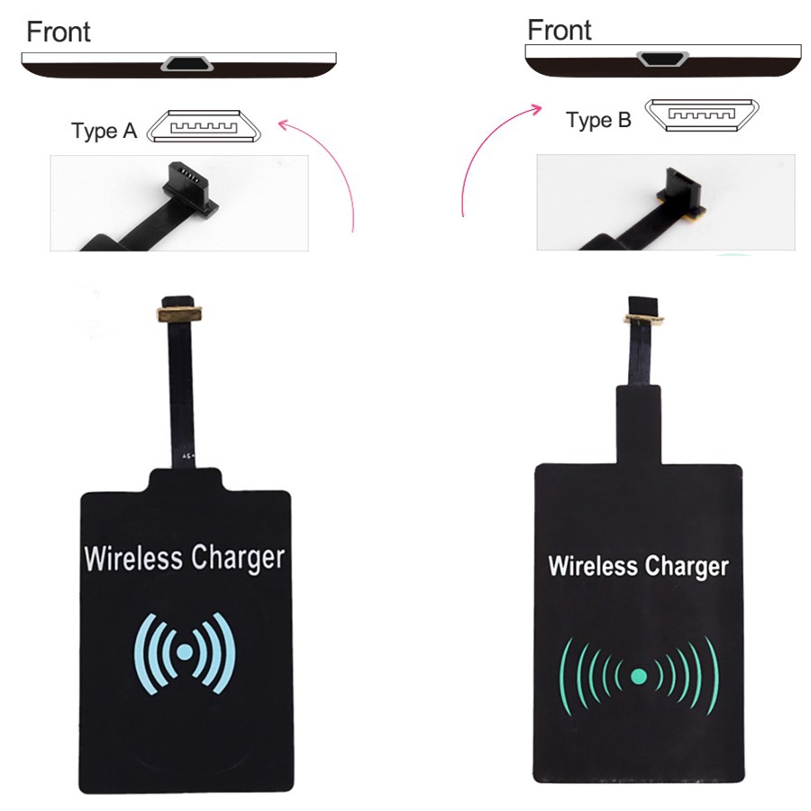 QI Wireless Charging Receiver Pad Kit For Android iPhone Mobile phone Type C Wireless Chargers. 