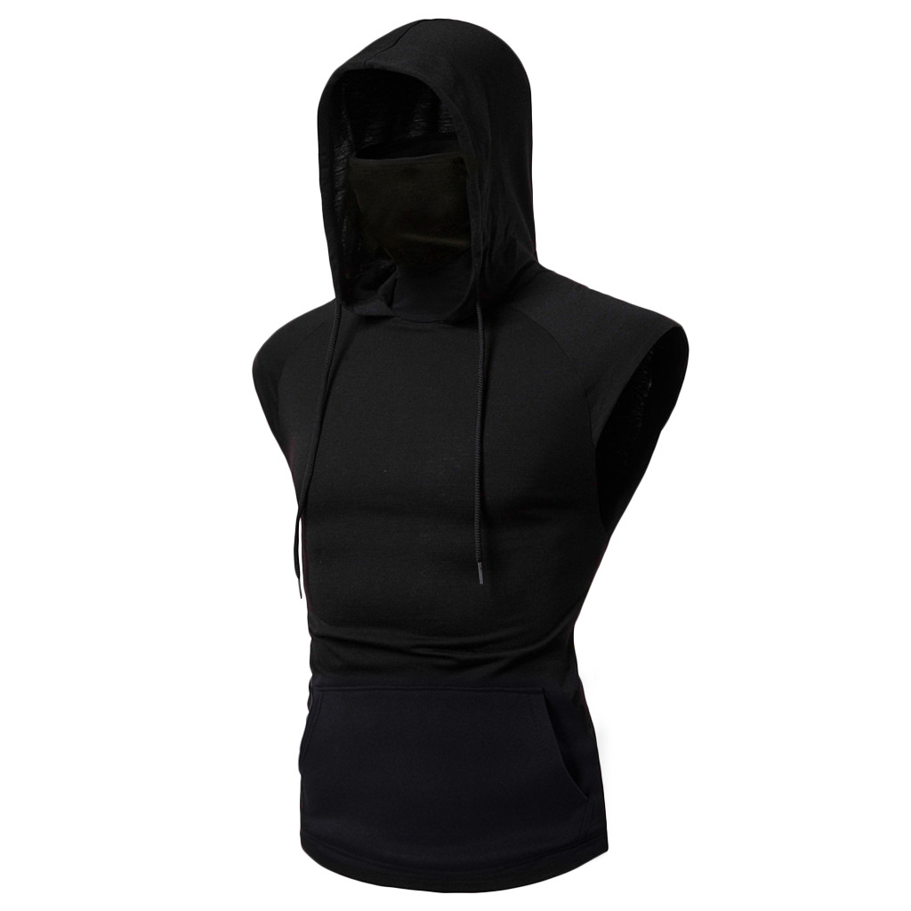 Ninja Mask Long Sleeved Hoodie Men Autumn Streetwear Large Open-forked Hip Hop Mens Sweatshirts Tops Gym Hooded Sudaderas Hombre. 