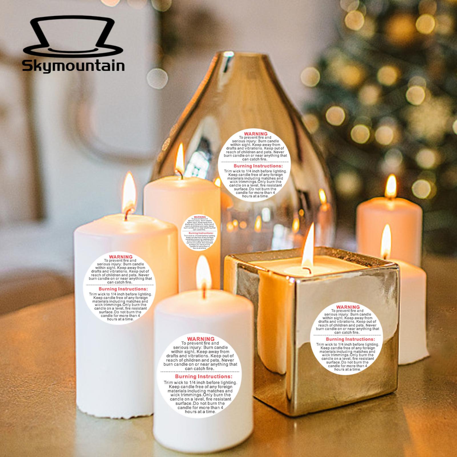Skymountain Candle Warning Labels Convenient Clamshell DIY Candle Stickers. 