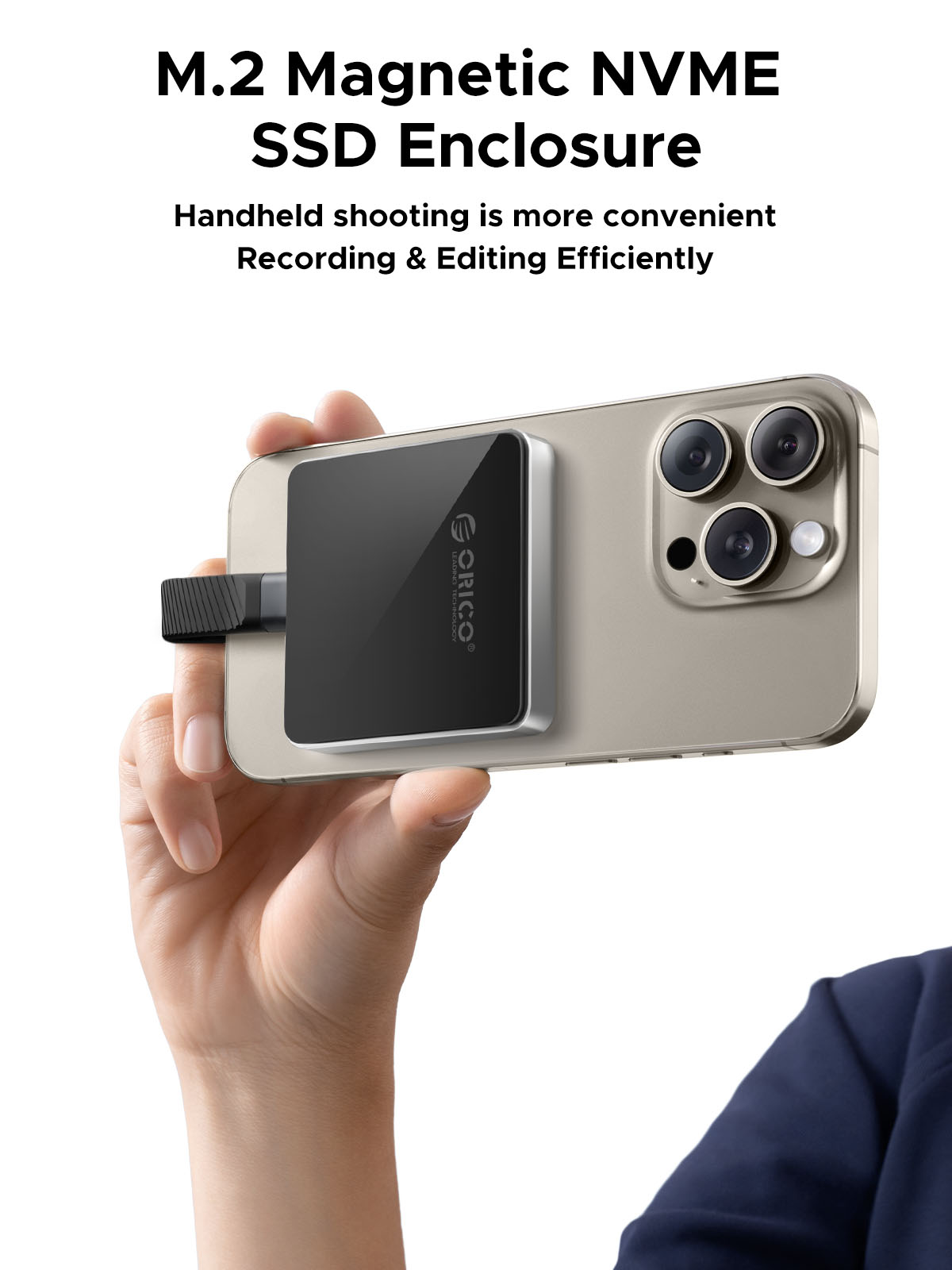 ORICO Magnetic 2230 M.2 NVMe SSD Enclosure 10Gbps M.2 to USB Type C External Adapter for iPhone 15 Pro Max ProRes MacBook. 