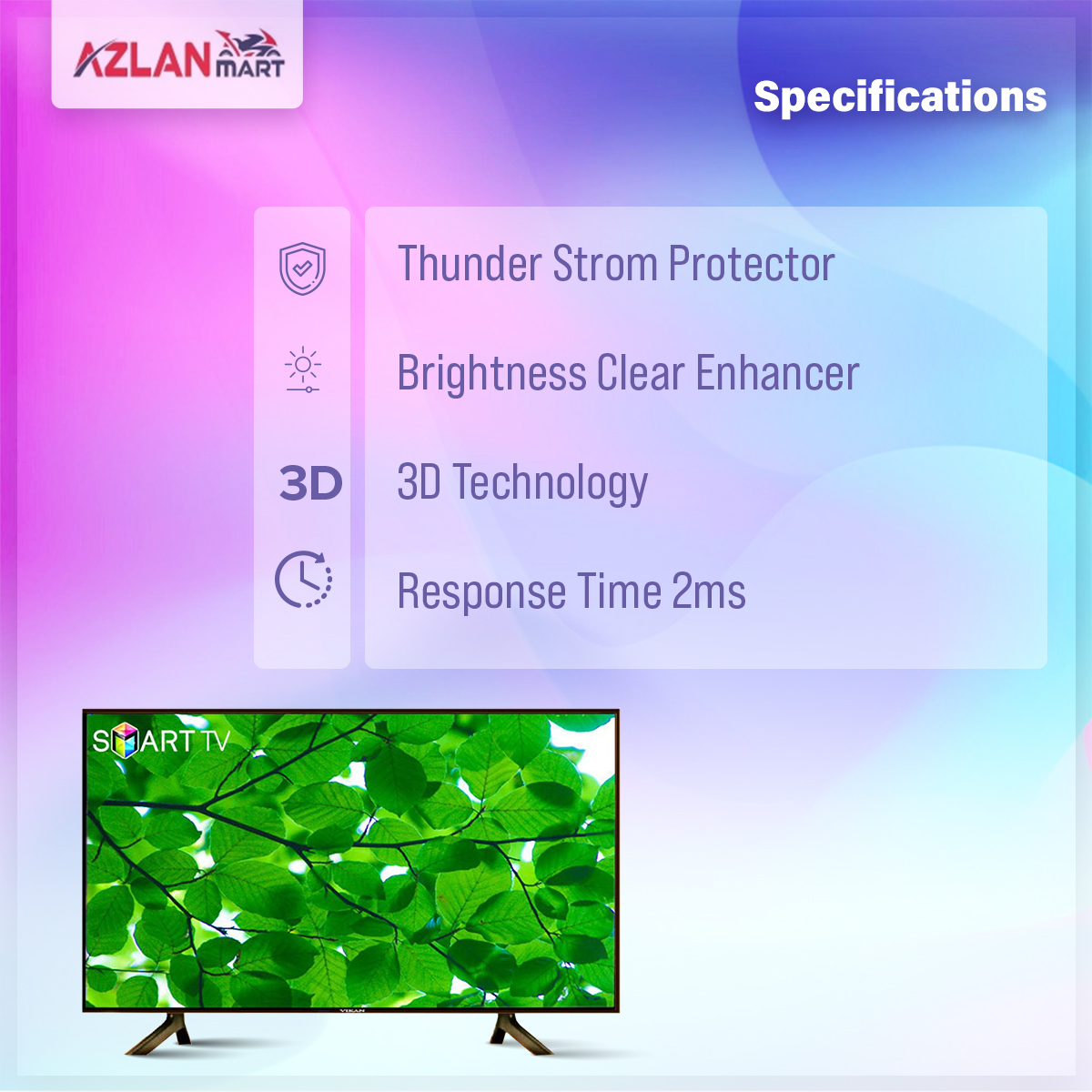 Vikan 43'' 4K TV UHD  Voice Control Ram 2 gb Rom 16 gb Tv Android Smart Television Wi-Fi 4K Led Tv Ram 2 gb Rom 16 gb. 