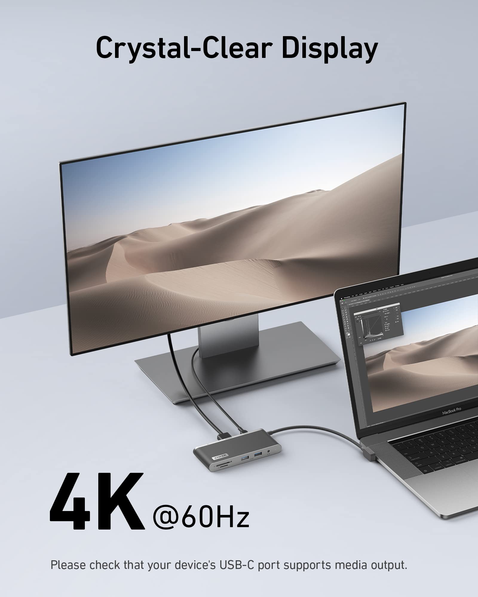 Anker USB C Hub 655 USB-C Hub (8-in-1) with 2 USB-A 10 Gbps Data Ports 100W Power Delivery 4K HDMI 1 Gbps Ethernet, microSD. 