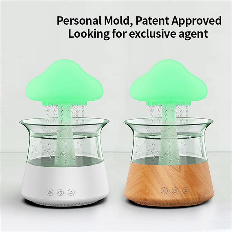 Rain Cloud Humidifier USB Night Light for Room Office AromaDiffuser Water Drop Sound with Remote Control Humidifier -A. 