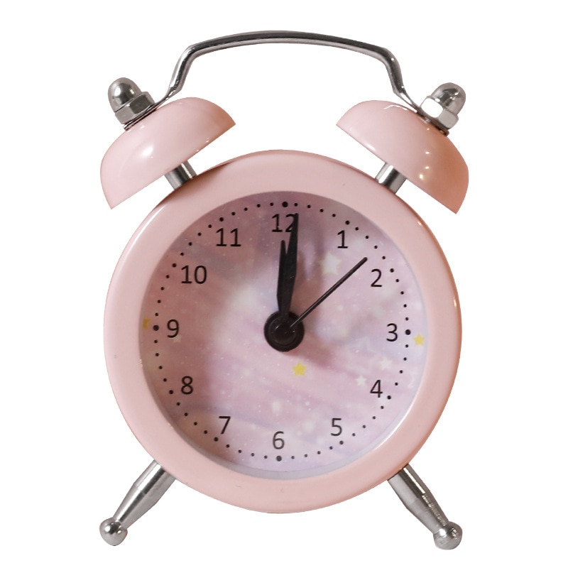Mini Alarm Clock Electronic Round Number Double Bell Desk Table Digital Quartz Clock Home Decoration Retro Portable Cute Durable. 