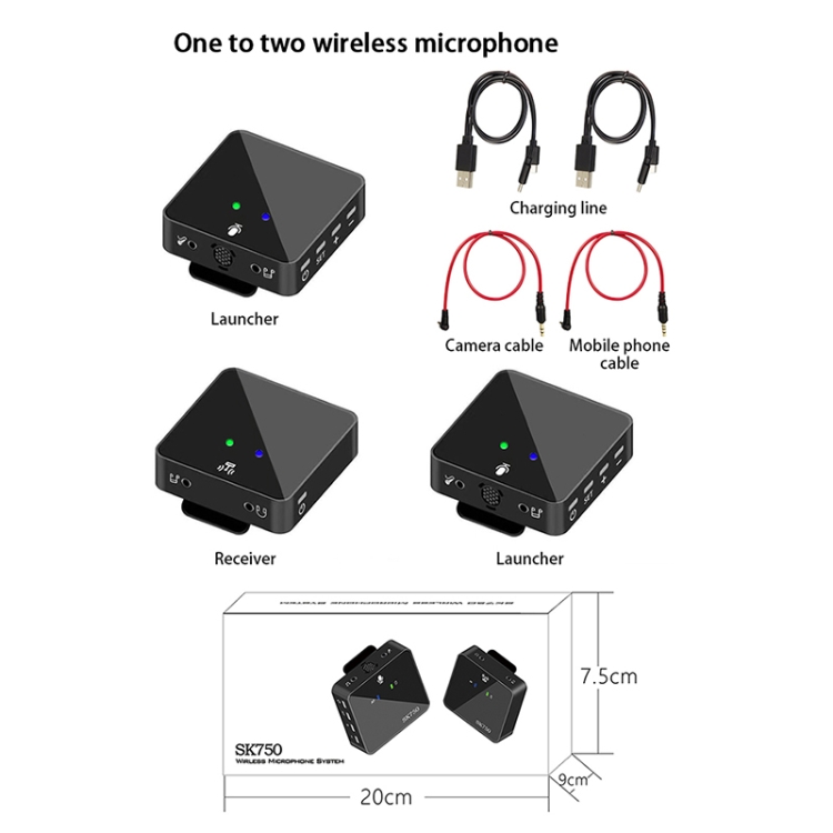 SK750 Wireless Lavalier Microphone System for Smartphone Laptop DSLR Tablet Camcorder Recorder PK Comica Rode Mic TIKTOK. 