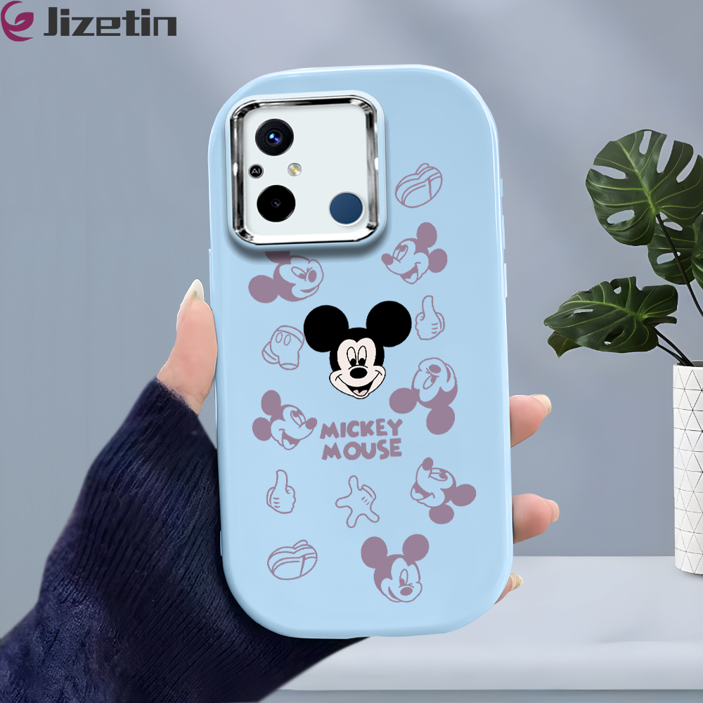 Jizetin for Redmi 12C / 11A Back Cover Cute Cartoon Head Bright Lens Frame Candy Soft Rubber Phone Cases